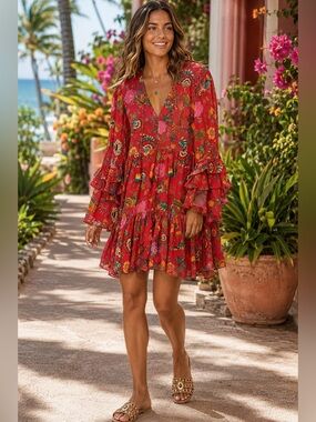 FARM Rio Jordyn Mini Dress M Tropical Toucan Floral Anthropologie